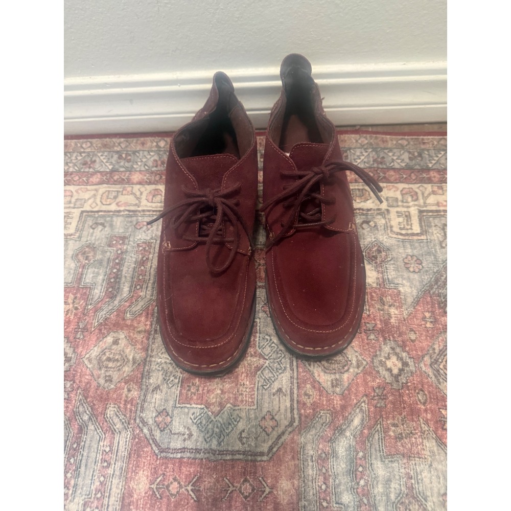 Clarks Womens Burgundy Suede Lace Up Chukka Desert Boots 10W Wide 261047035075